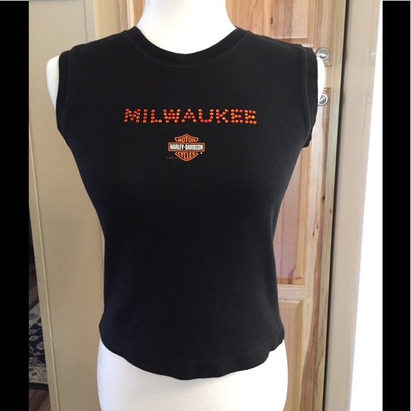 Harley-Davidson Tops - 🦋 VTG 2000 Rhinestone Milwaukee HD Tank Top Sz S